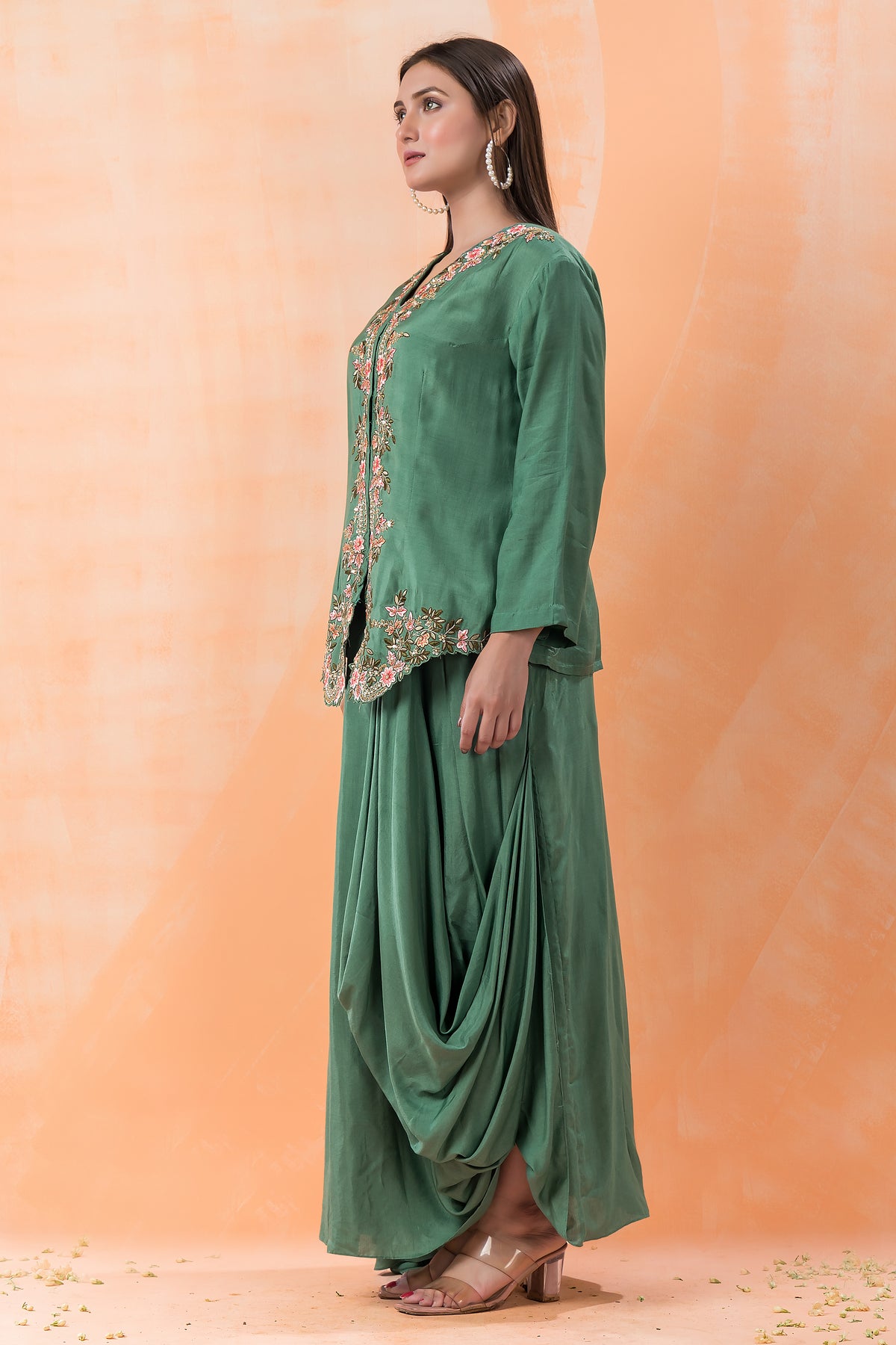 Sacred Suta Ethnic Muslin Gown with Jacket