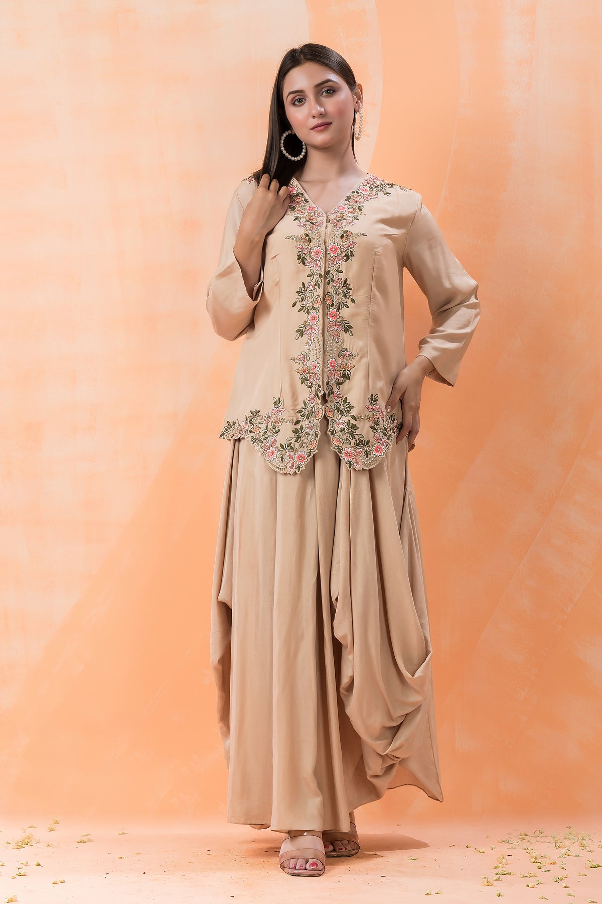 Sacred Suta Ethnic Muslin Gown with Jacket