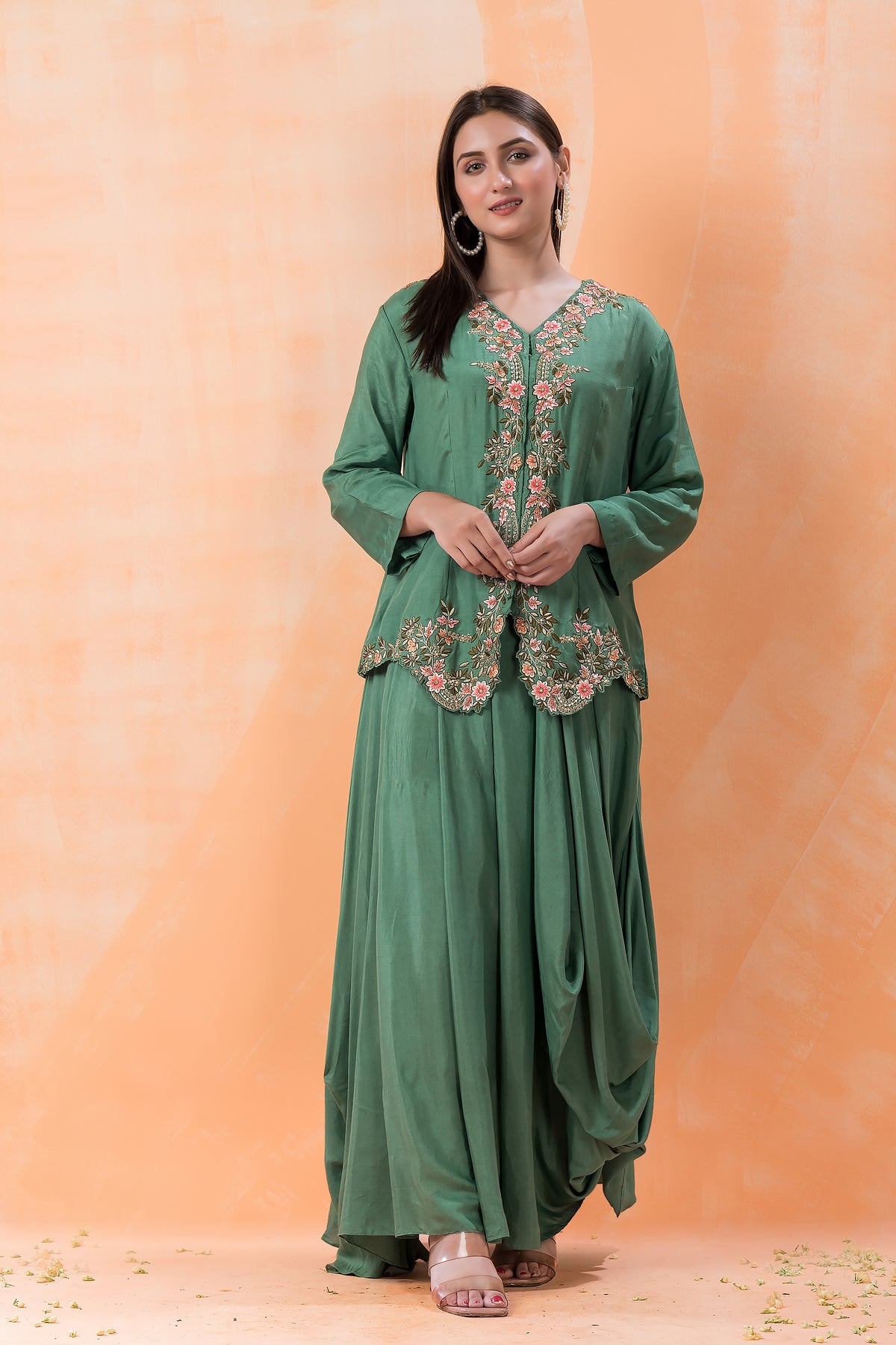 Sacred Suta Ethnic Muslin Gown with Jacket