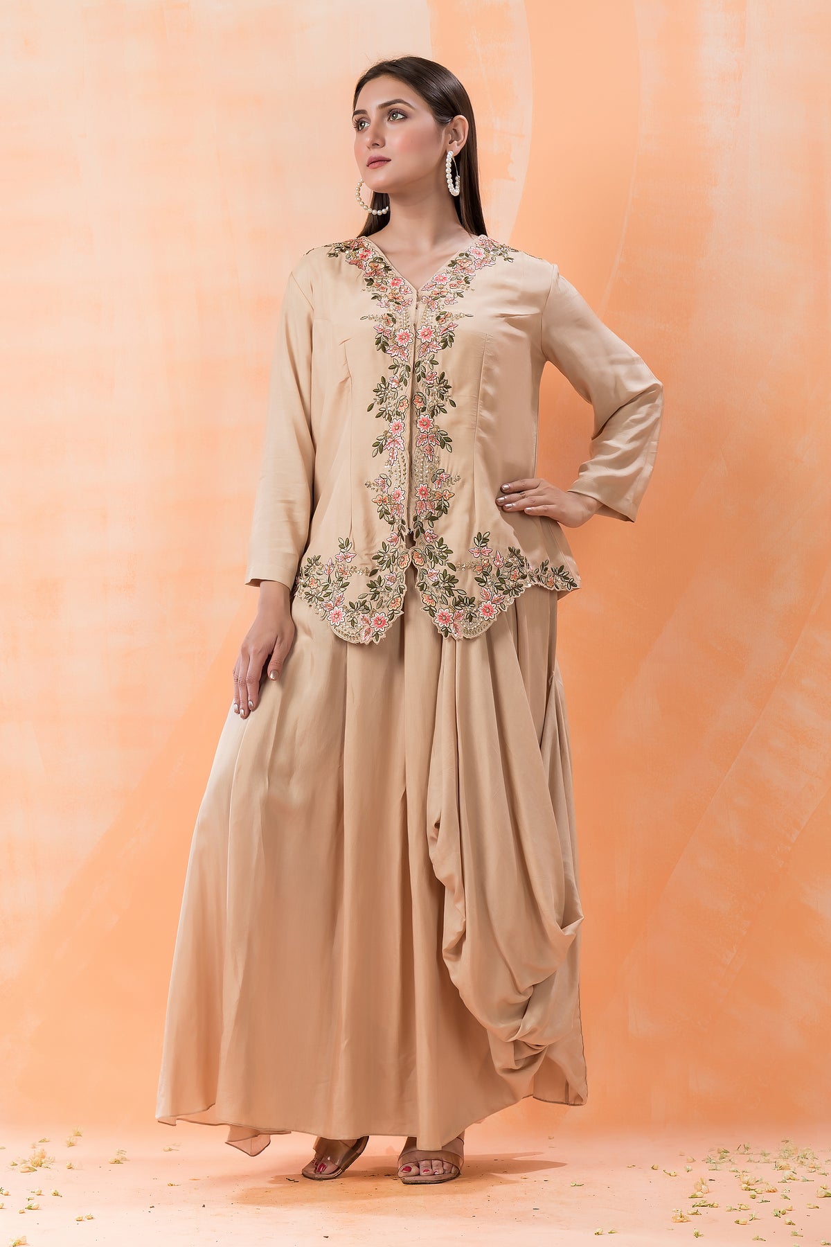 Sacred Suta Ethnic Muslin Gown with Jacket