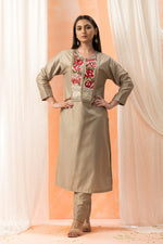 Embroidered Silk Kurta-PantSet