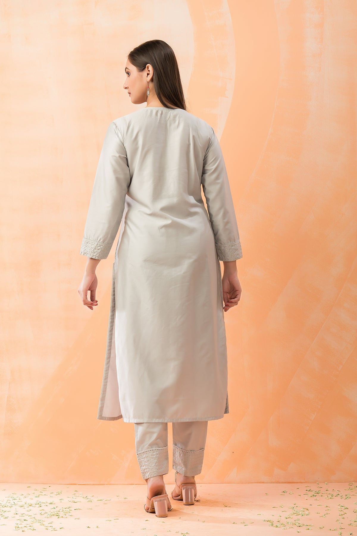 Embroidered Silk Kurta-PantSet