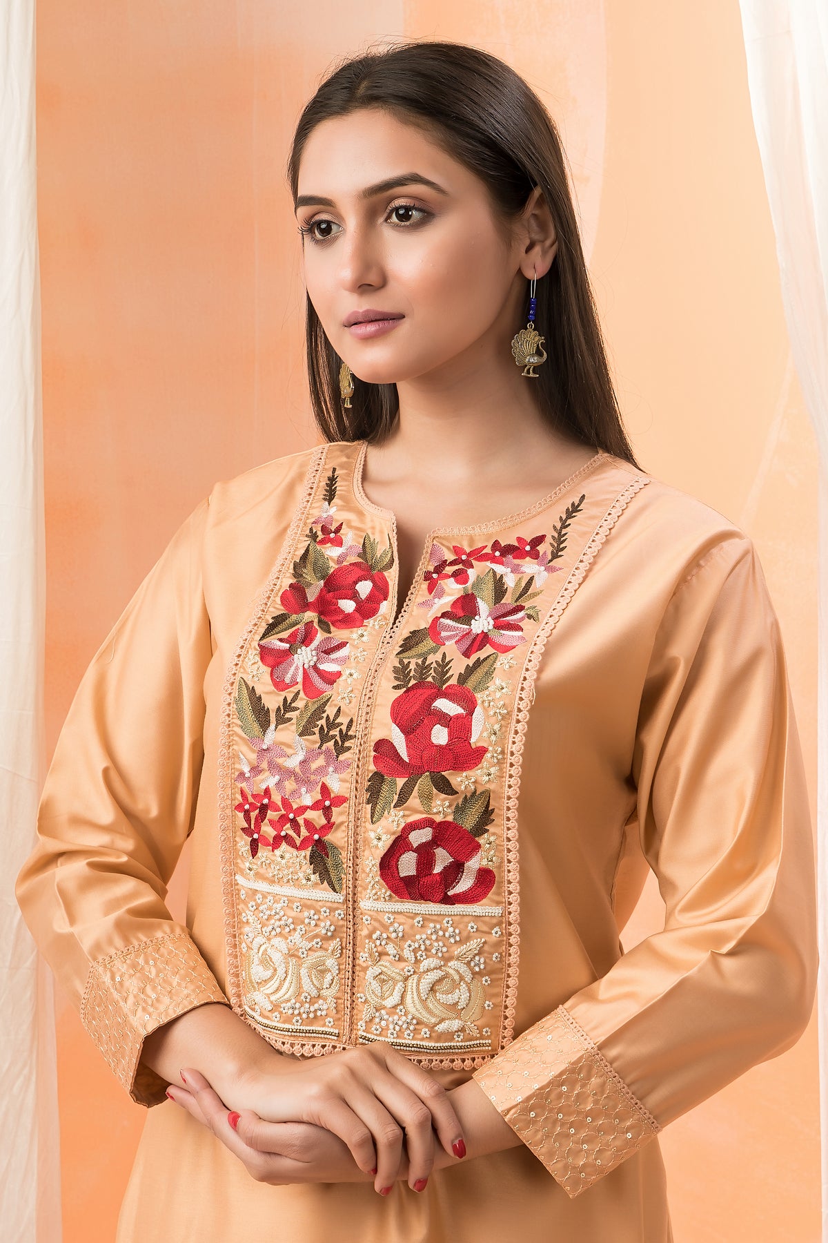 Embroidered Silk Kurta-PantSet