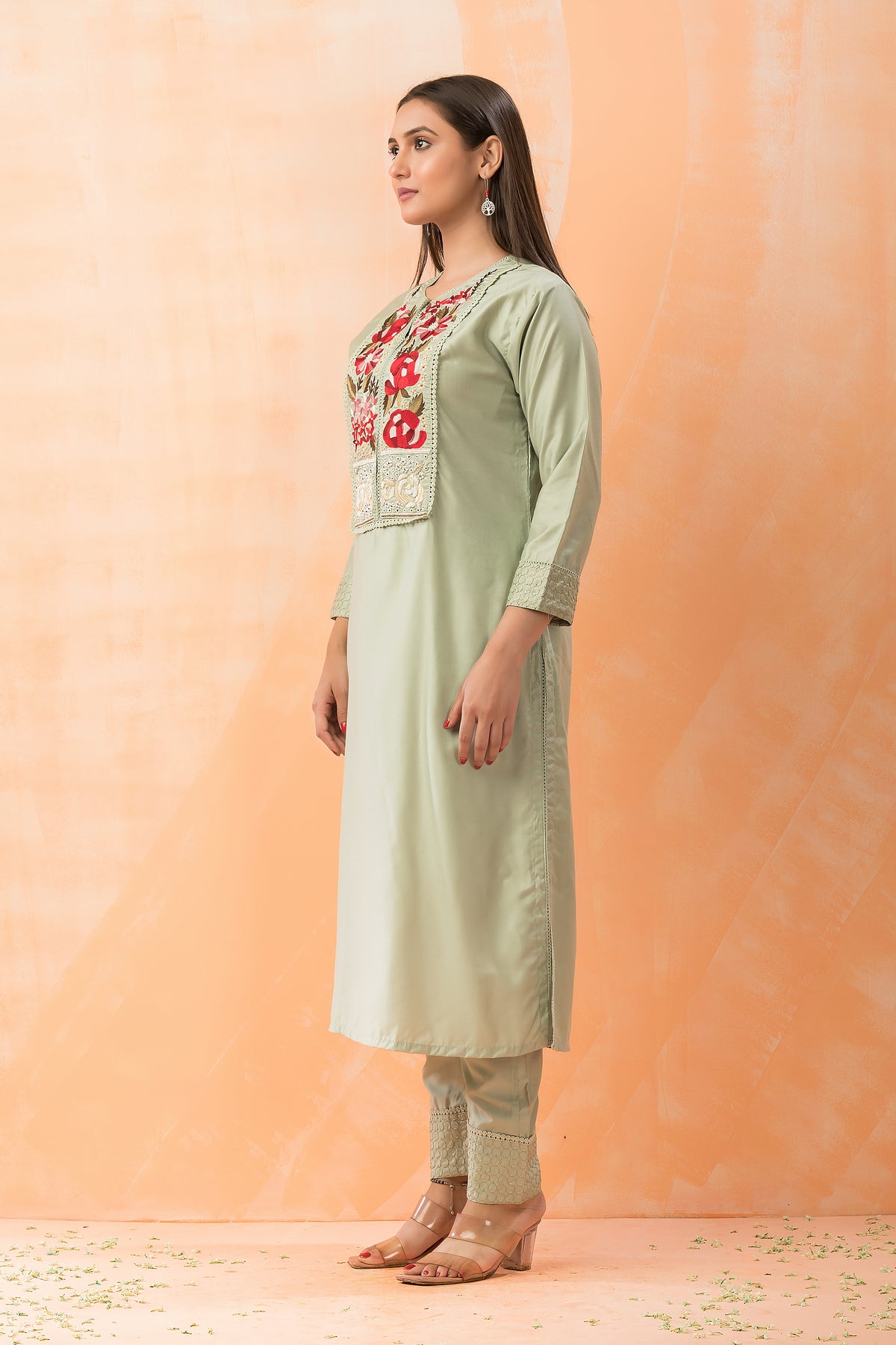 Embroidered Silk Kurta-PantSet