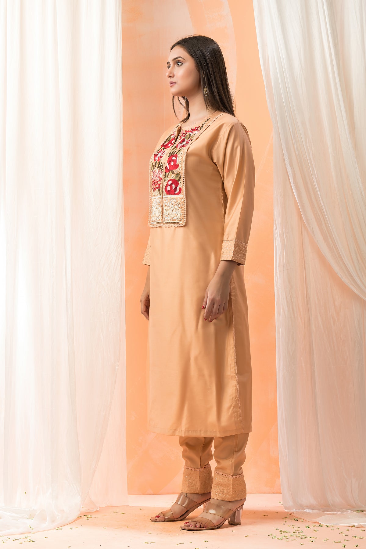 Embroidered Silk Kurta-PantSet