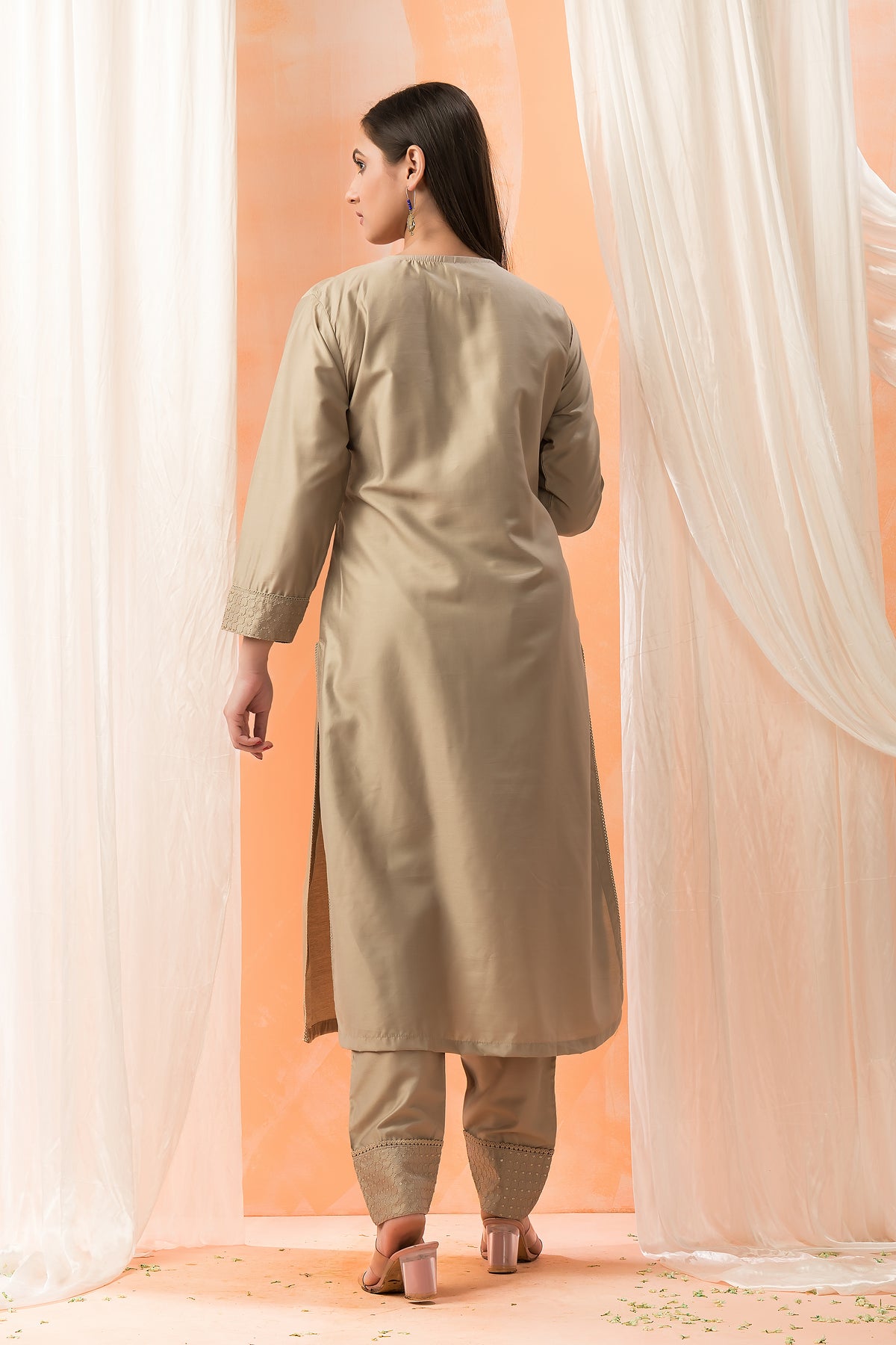 Embroidered Silk Kurta-PantSet