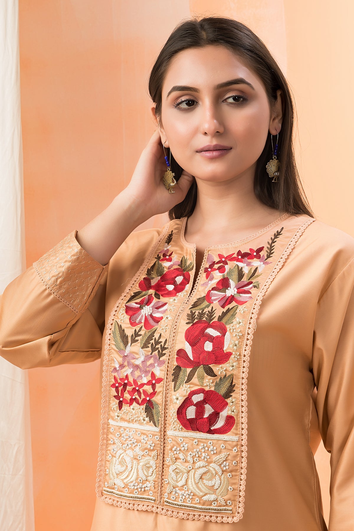 Embroidered Silk Kurta-PantSet