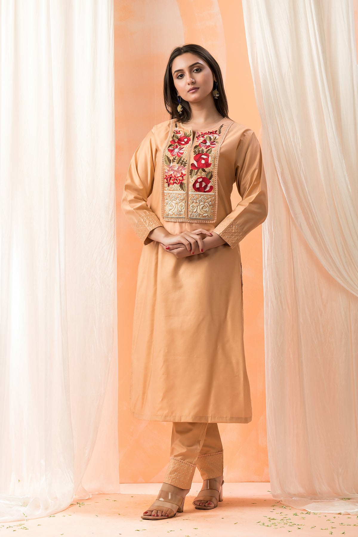 Embroidered Silk Kurta-PantSet