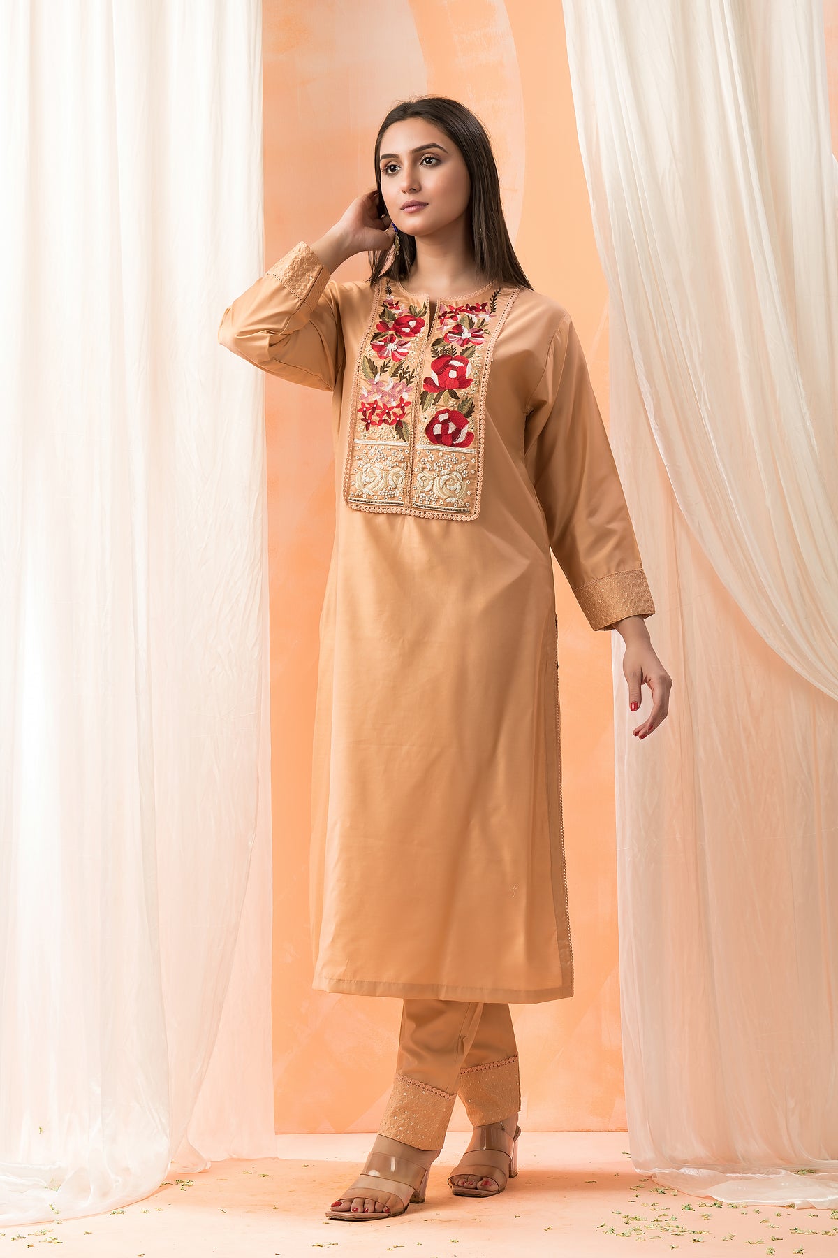 Embroidered Silk Kurta-PantSet