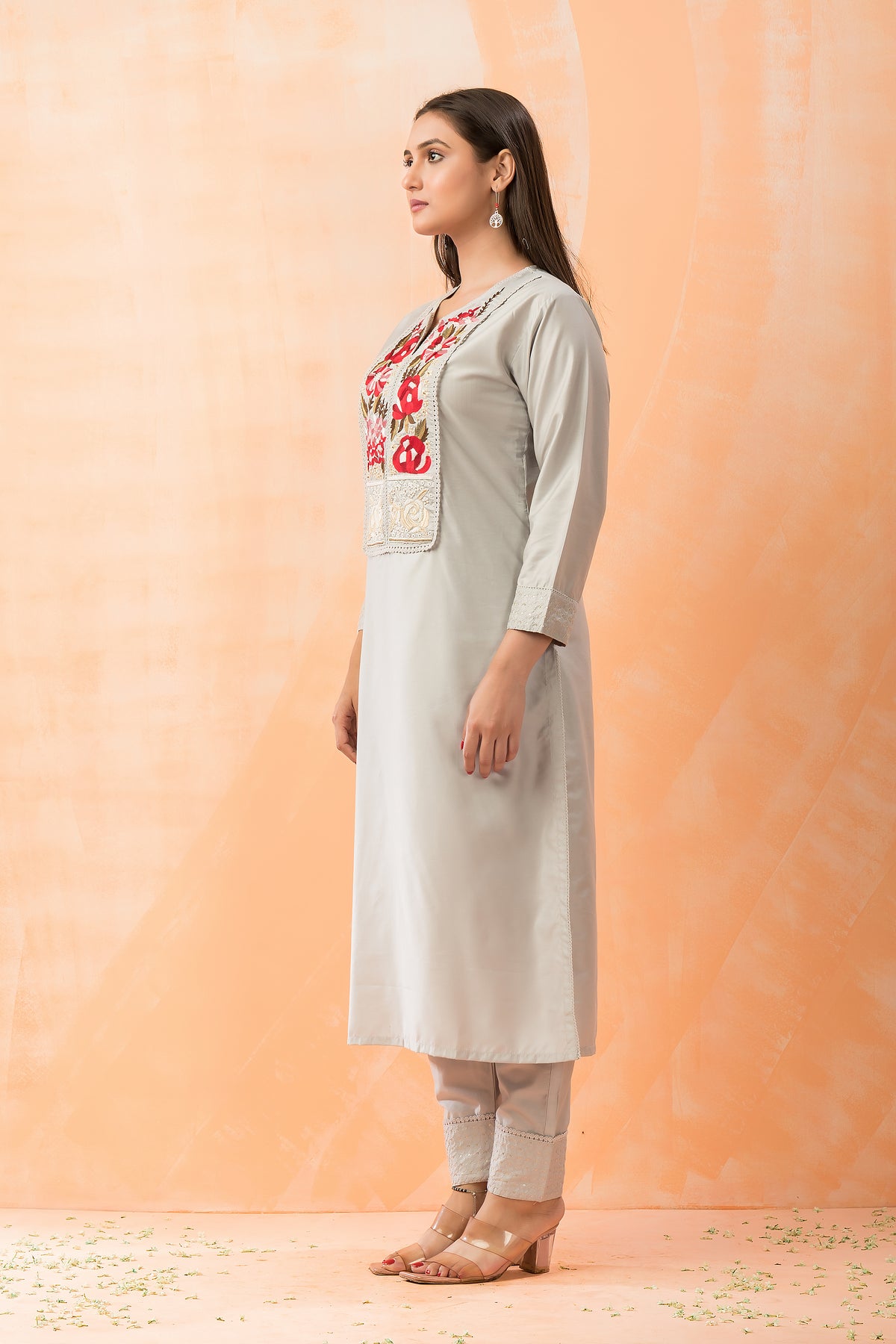 Embroidered Silk Kurta-PantSet