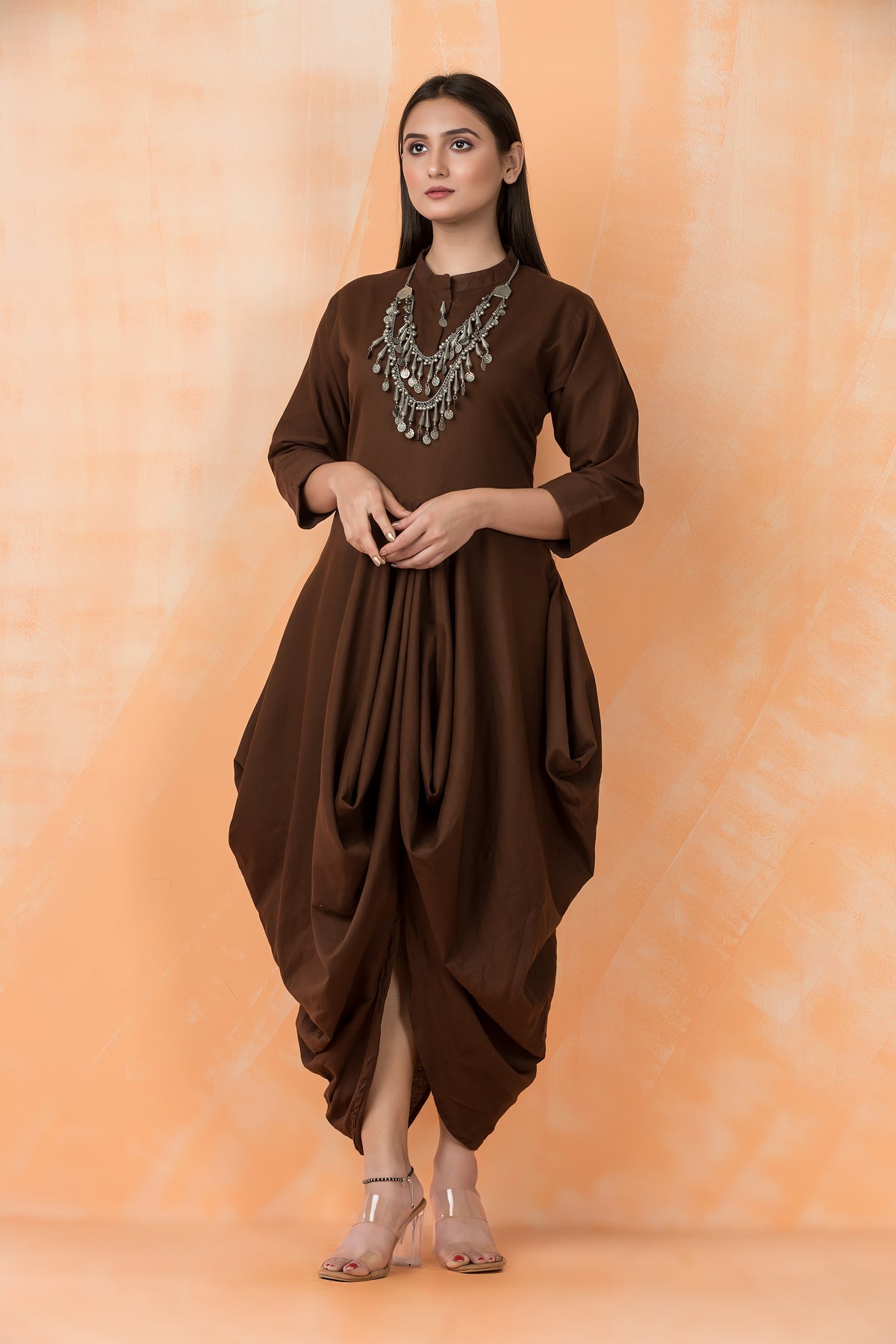 Cotton Gown with Neckpiece