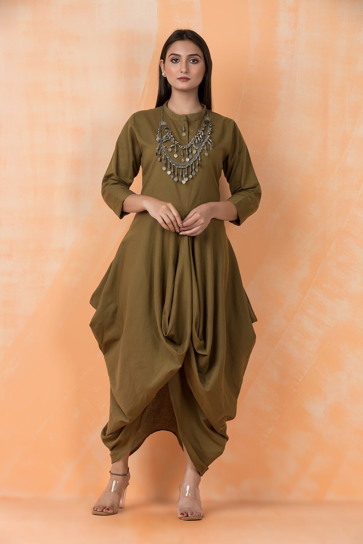 Cotton Gown with Neckpiece