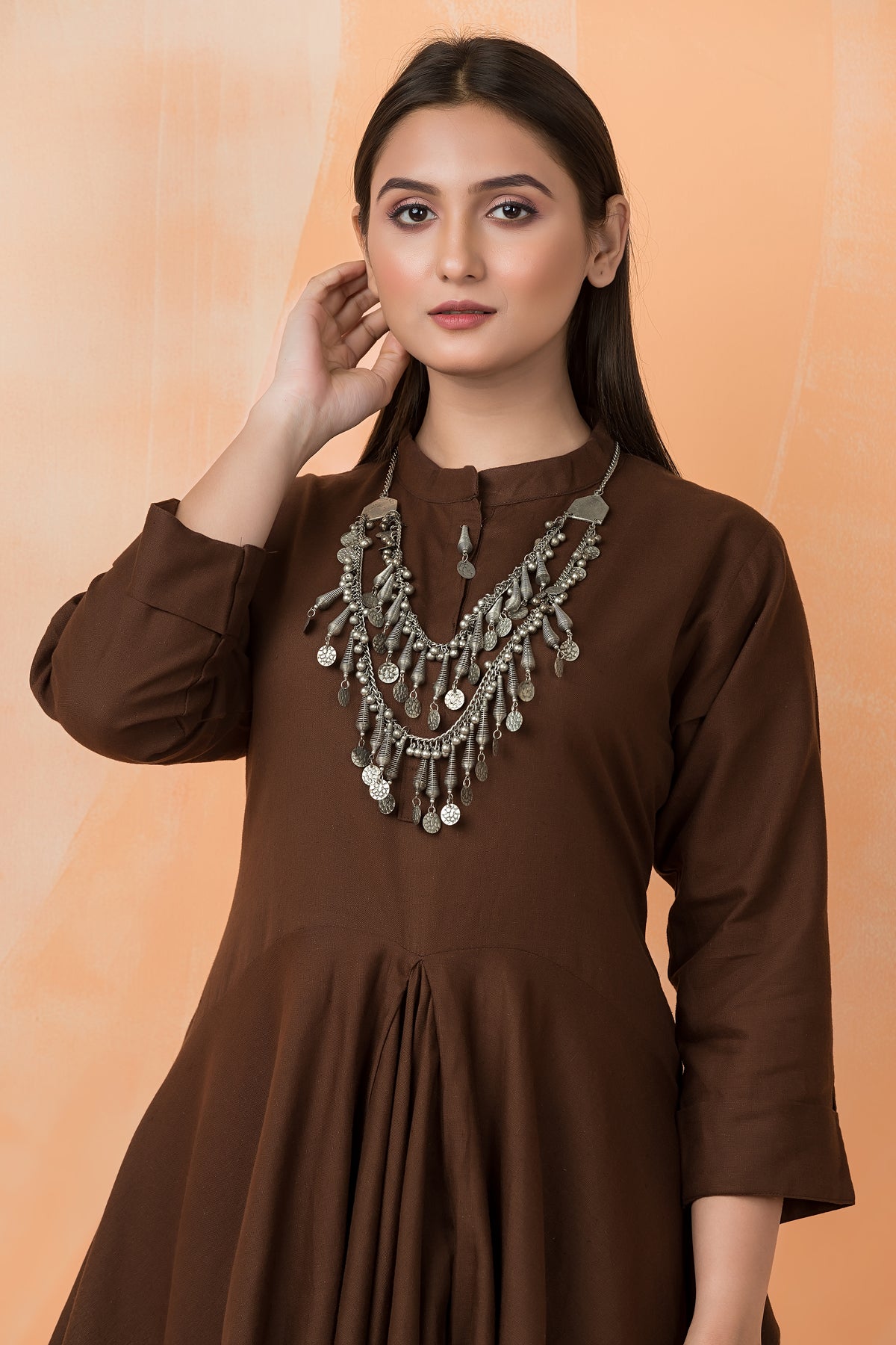 Cotton Gown with Neckpiece