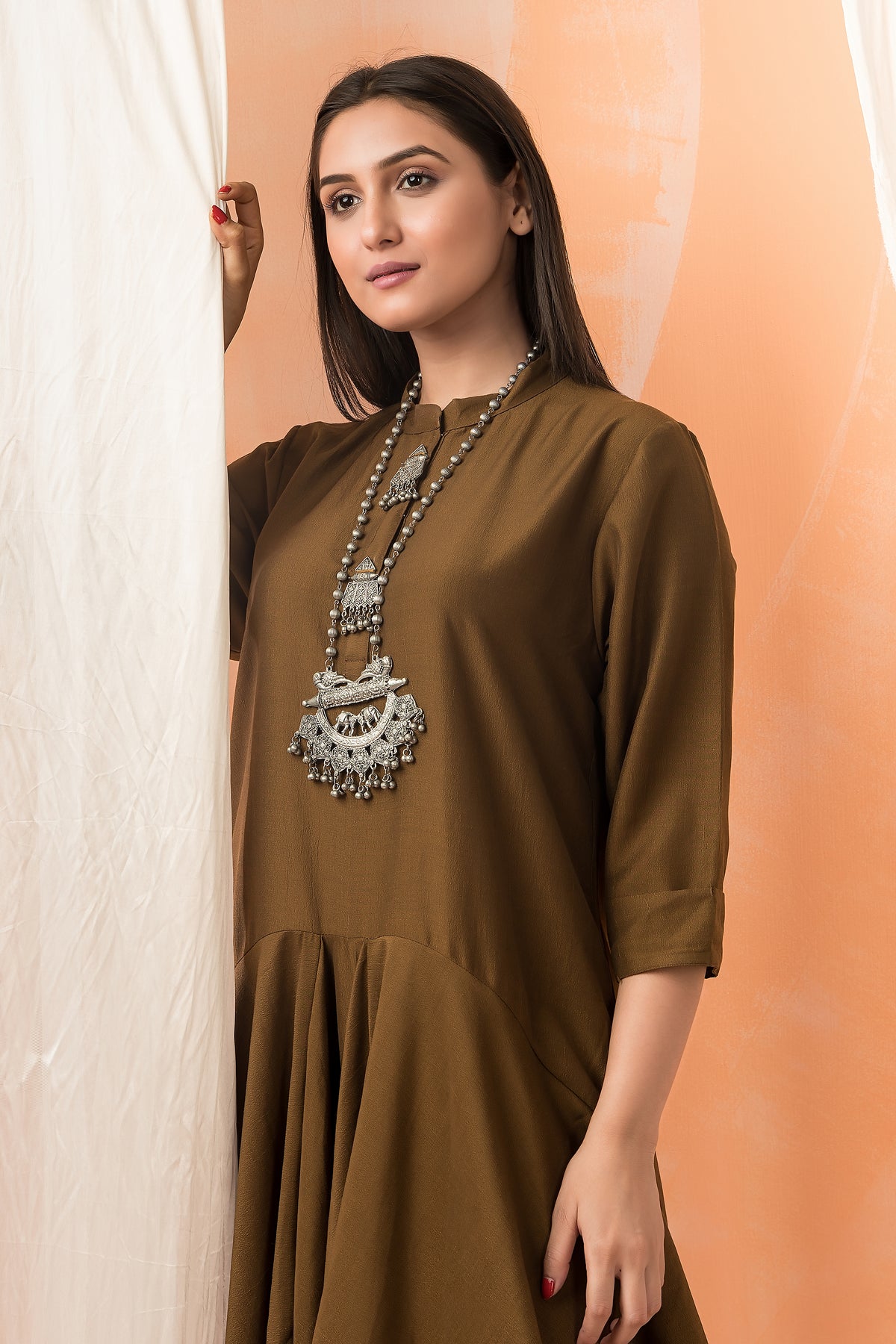 Silk Gown with Neckpiece