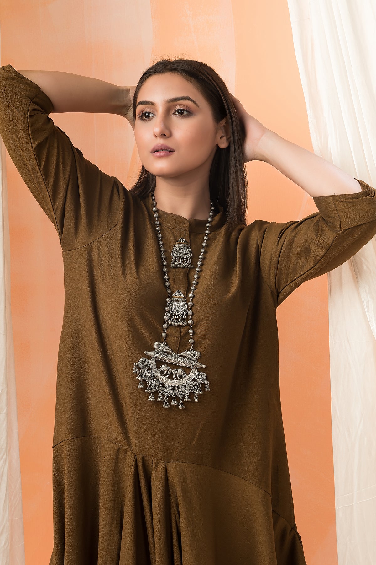 Silk Gown with Neckpiece