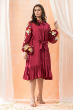 Sacred Suta Designer Dress with Hand Embroidered Puffed Sleeves