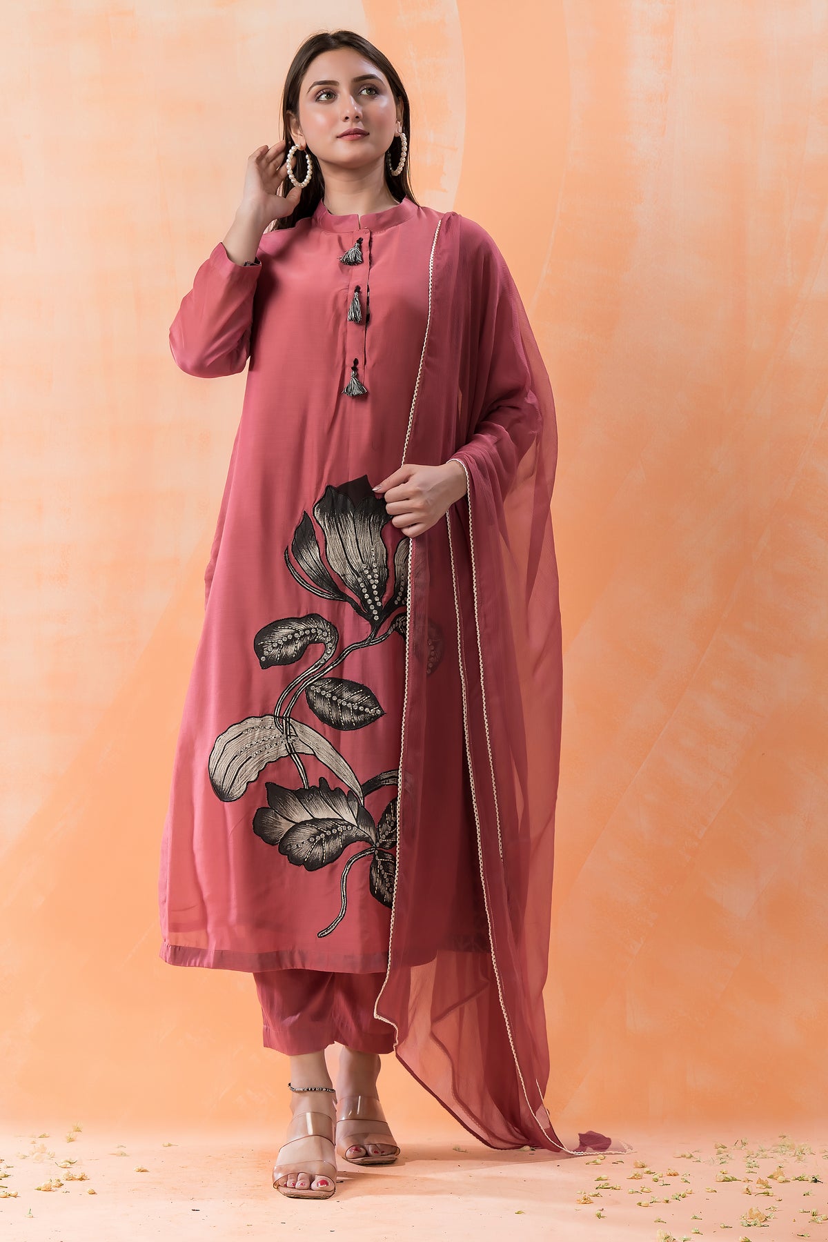 Hand Painted and Embroidered Kurta-Pant-Dupatta Set