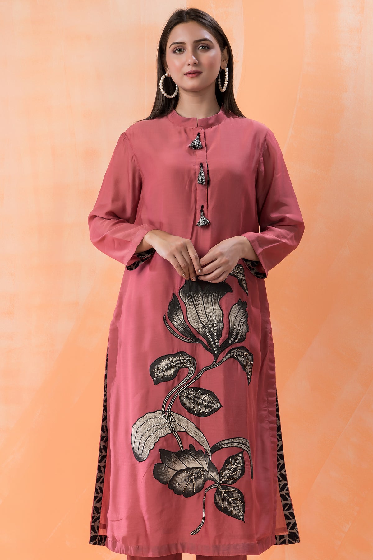 Hand Painted and Embroidered Kurta-Pant-Dupatta Set