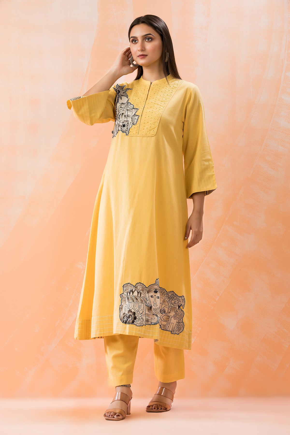 Cotton Kurta Set with Patchwork