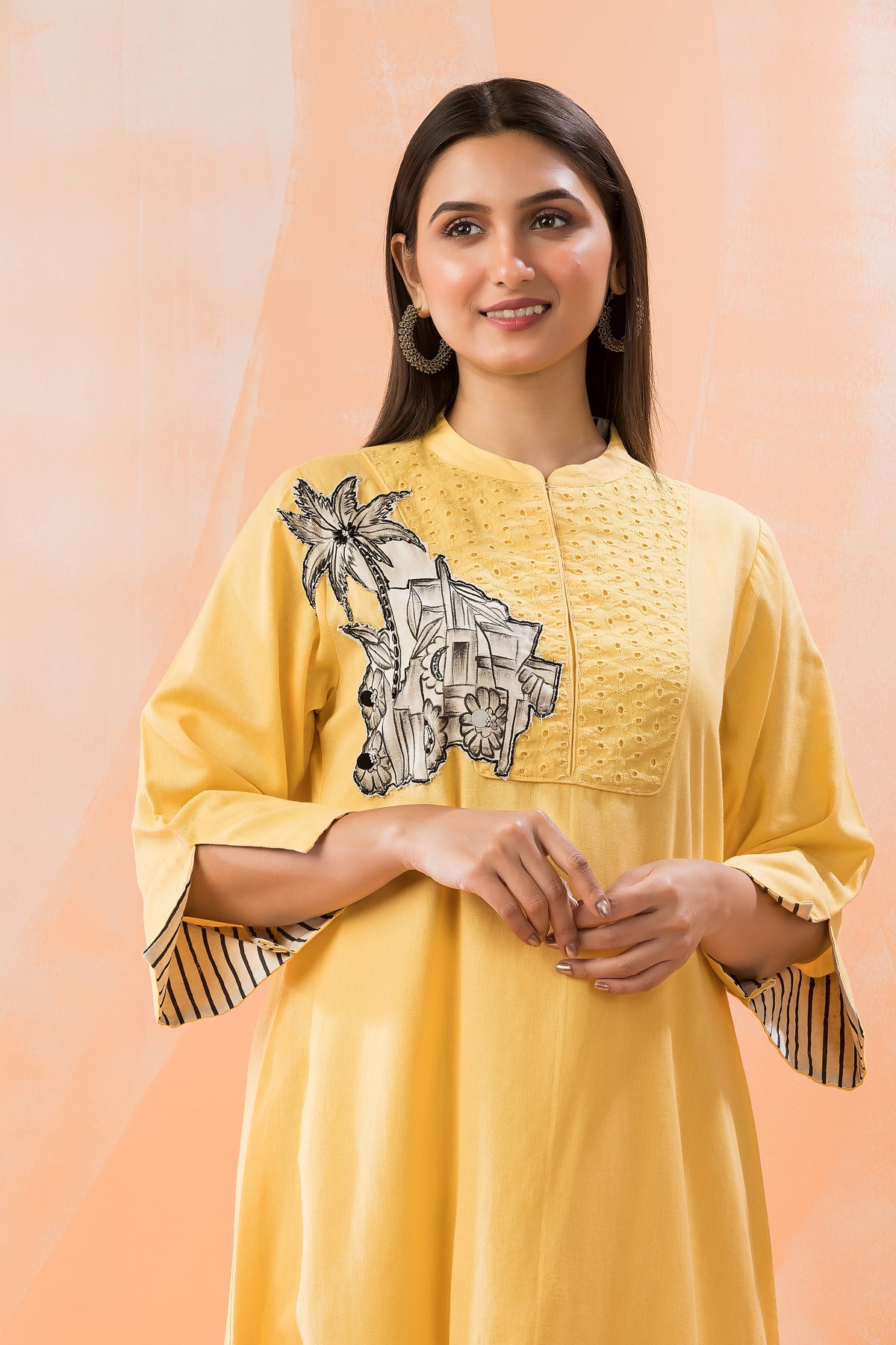 Cotton Kurta Set with Patchwork