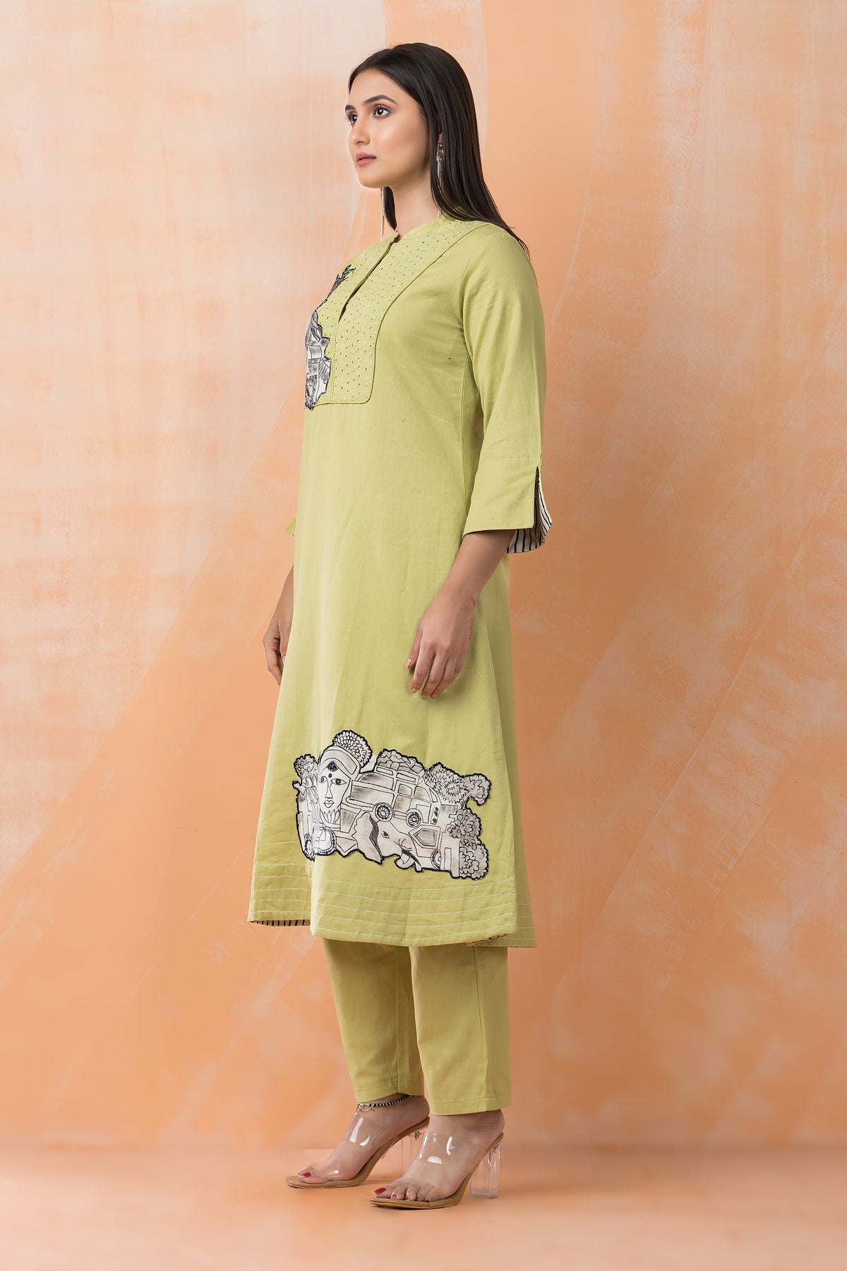 Cotton Kurta Set with Patchwork