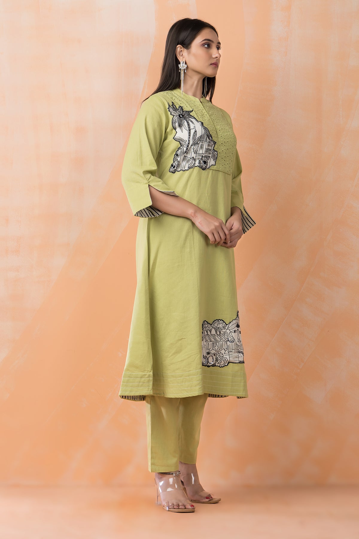 Cotton Kurta Set with Patchwork