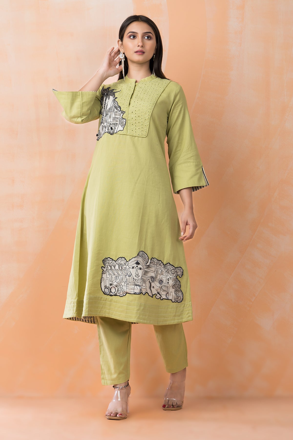 Cotton Kurta Set with Patchwork