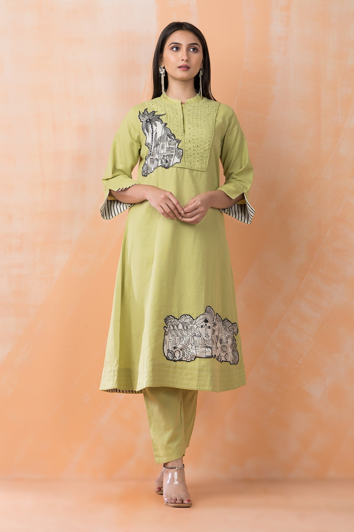 Cotton Kurta Set with Patchwork