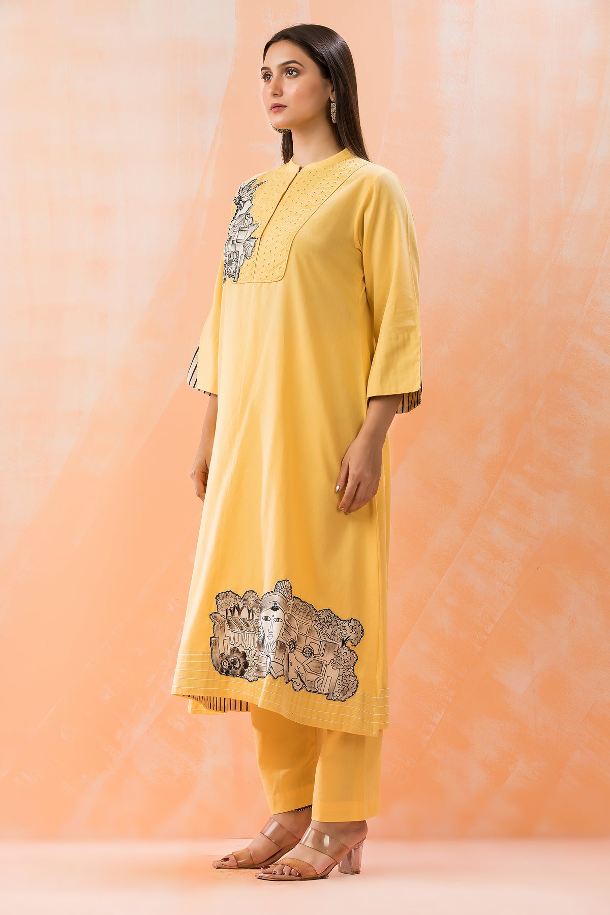 Cotton Kurta Set with Patchwork