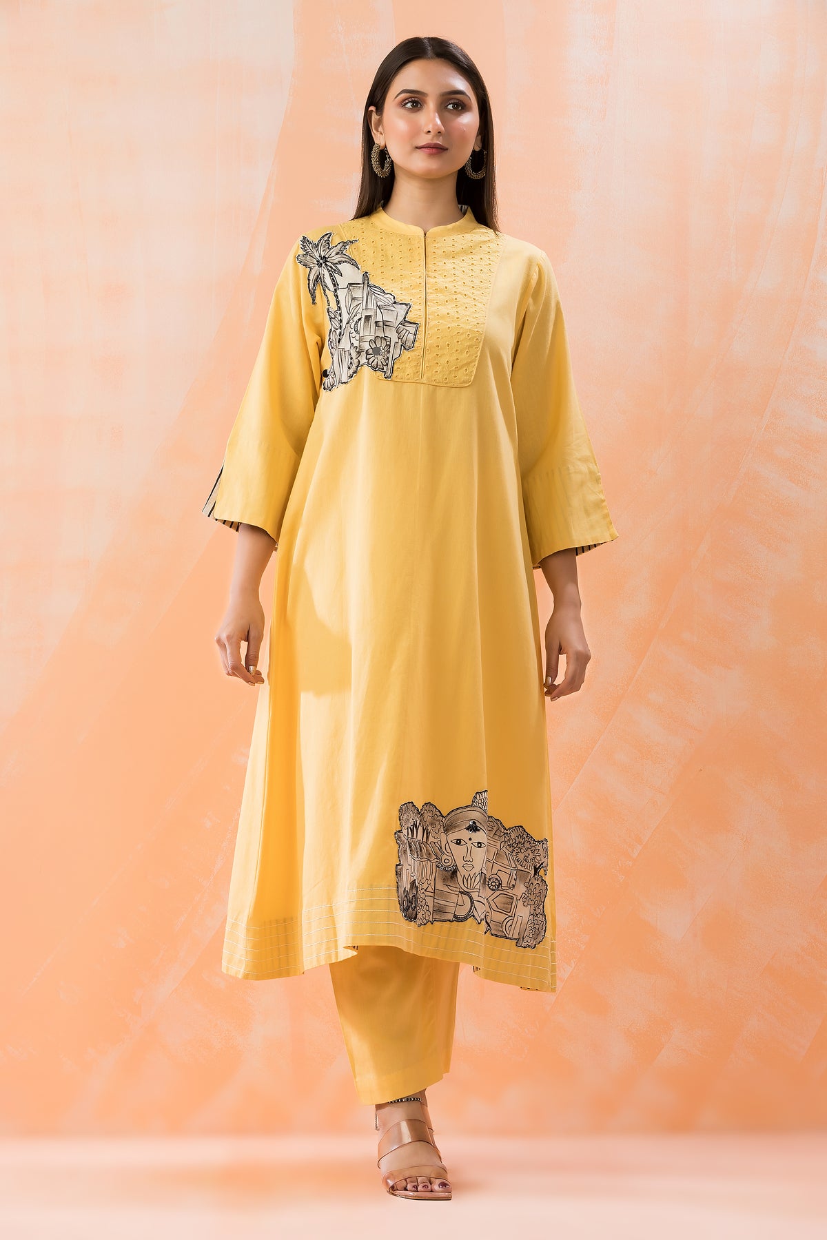 Cotton Kurta Set with Patchwork