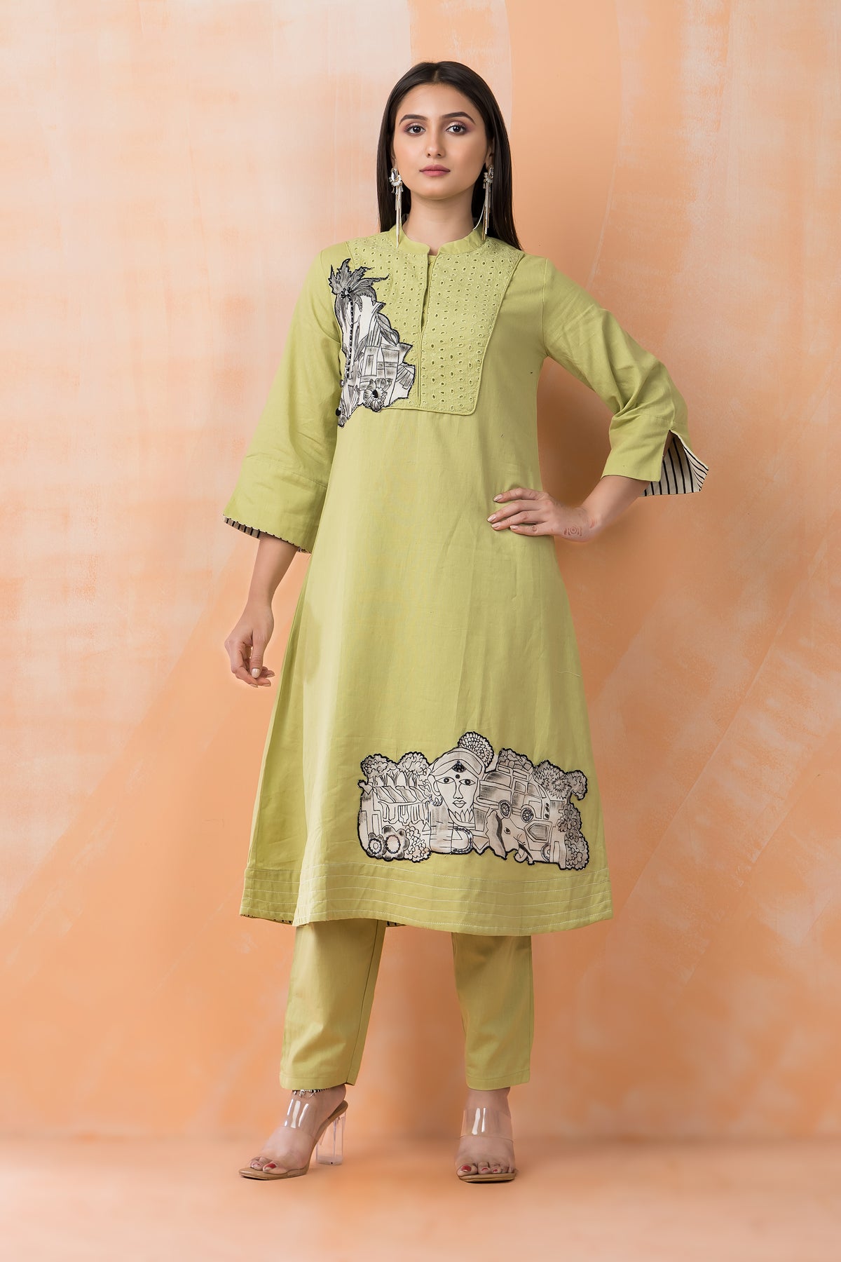 Cotton Kurta Set with Patchwork