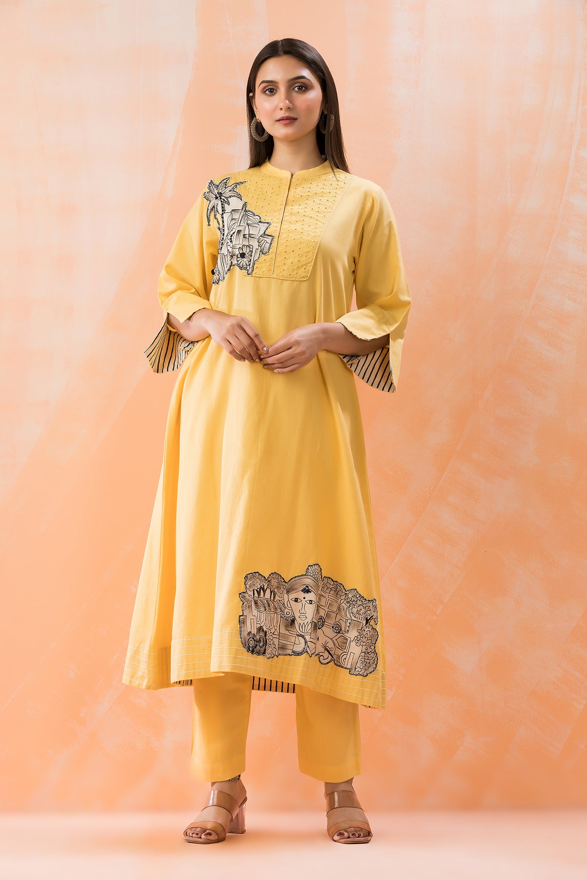 Cotton Kurta Set with Patchwork