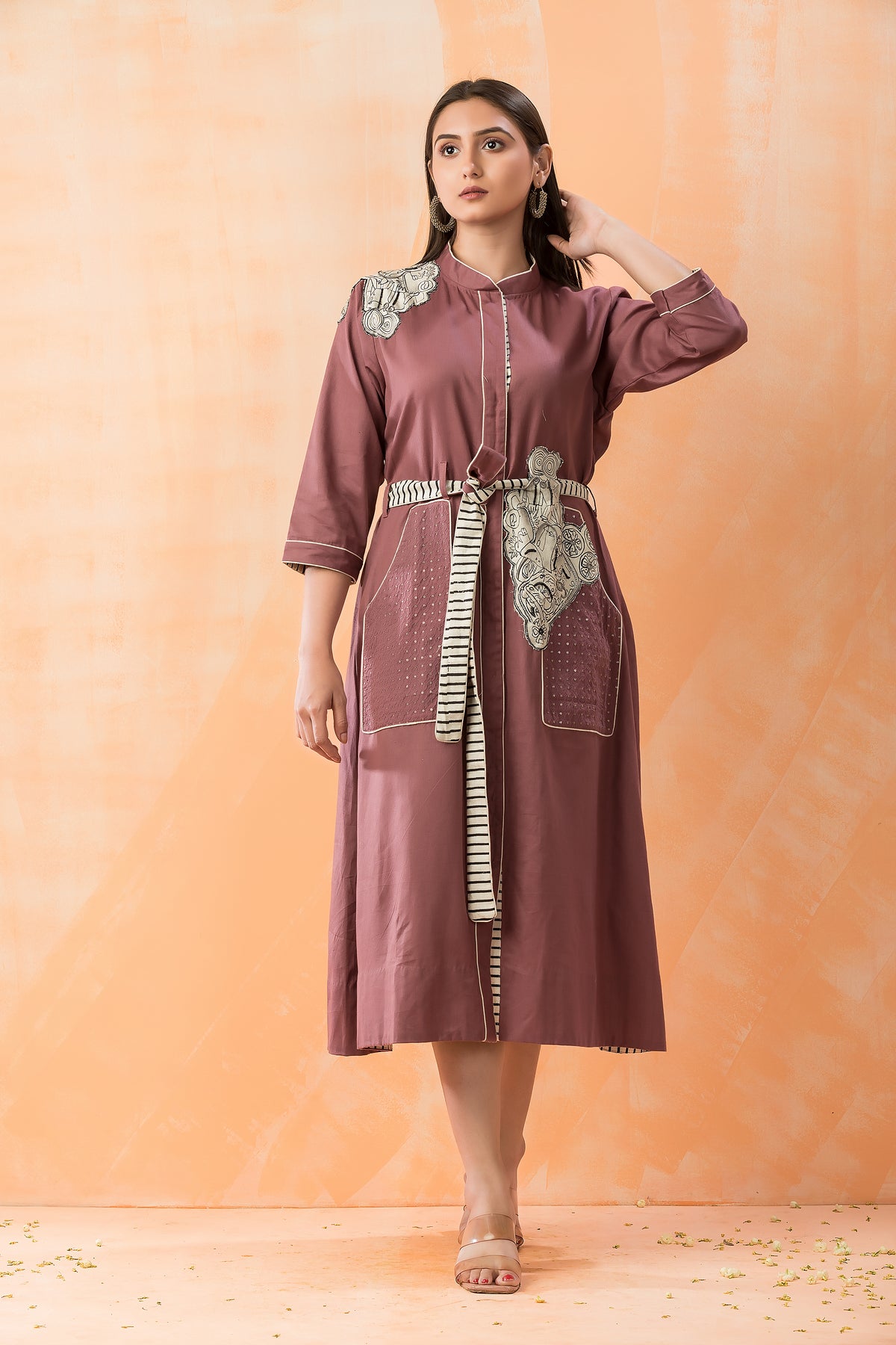 Designer Appliqued Midi Dress