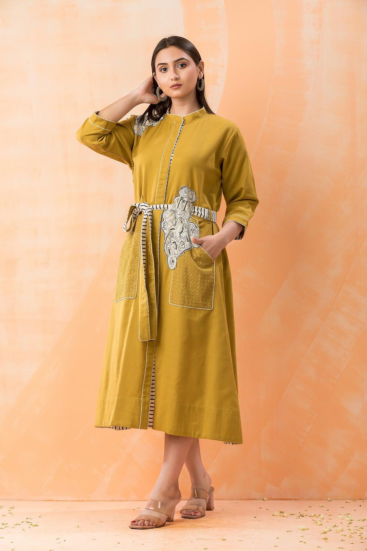 Designer Appliqued Midi Dress