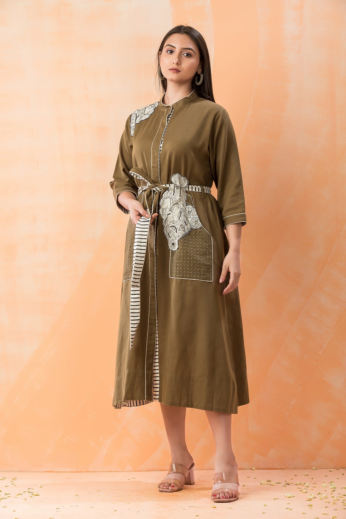 Designer Appliqued Midi Dress