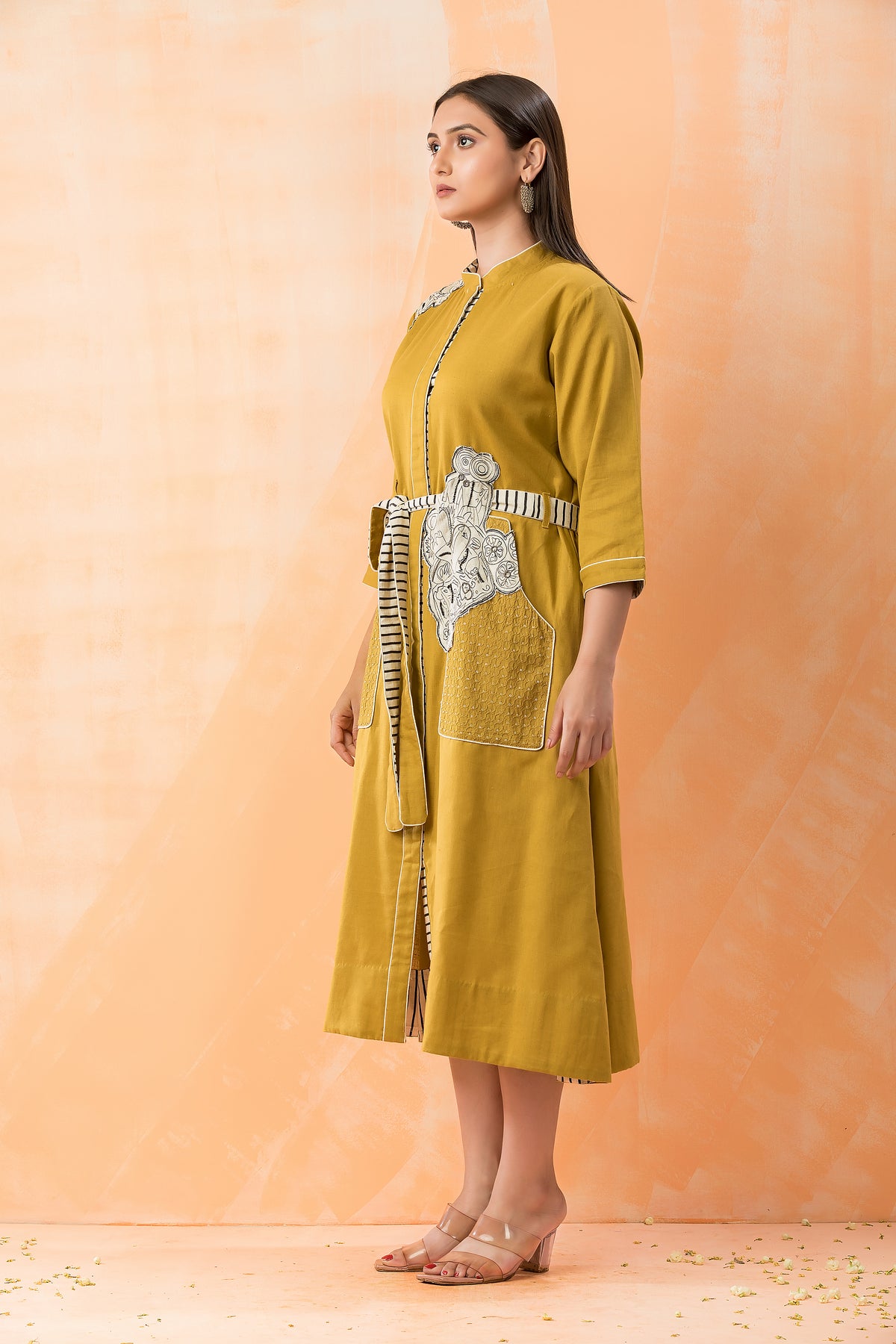 Designer Appliqued Midi Dress