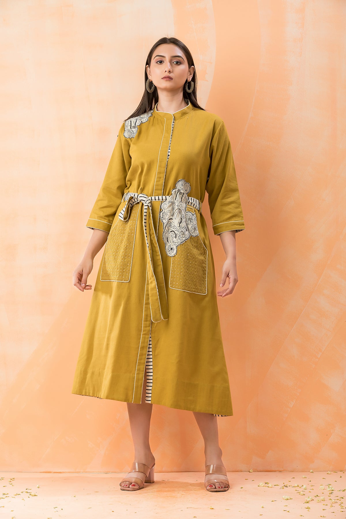 Designer Appliqued Midi Dress