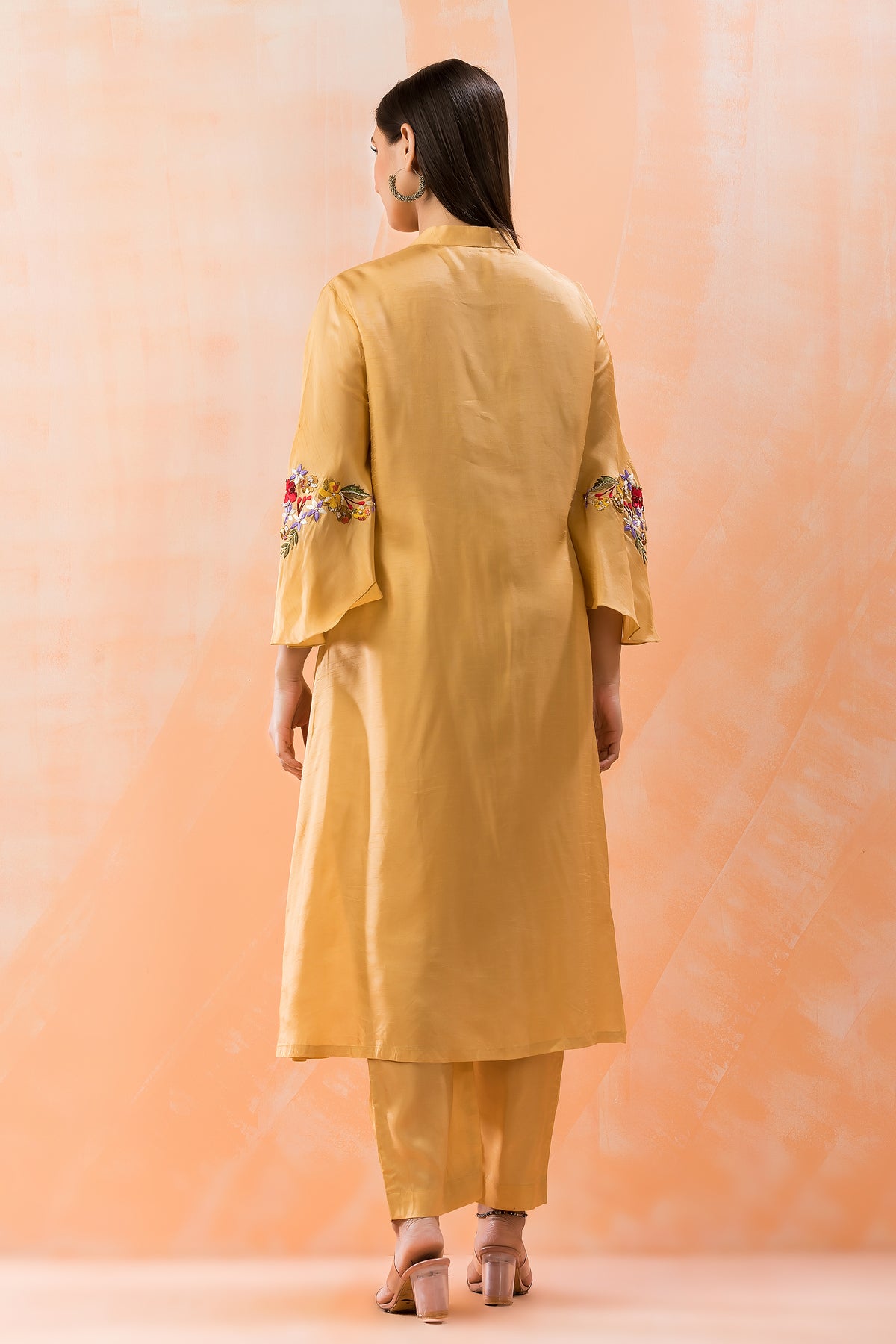 Silk Kurta Set with Heavy Yoke Embroidery