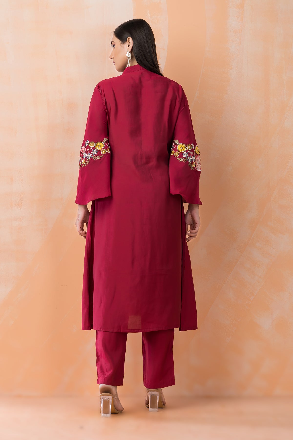 Silk Kurta Set with Heavy Yoke Embroidery