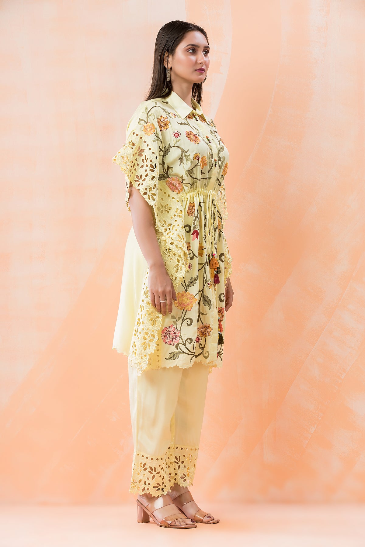 Embroidered Kaftan style Cotton Co-ord Set