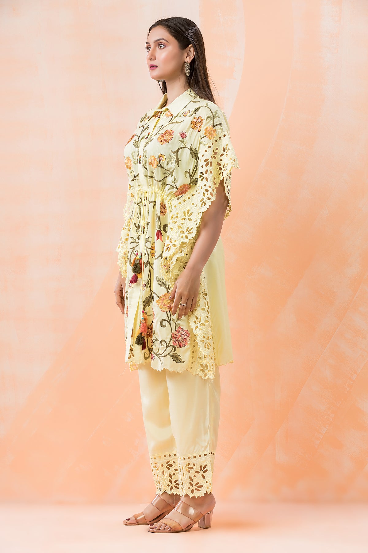 Embroidered Kaftan style Cotton Co-ord Set