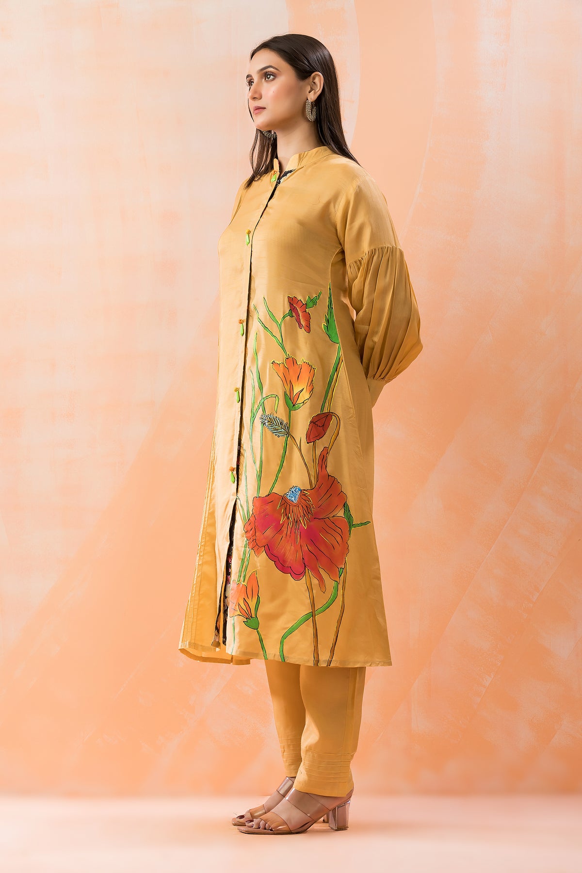 Hand Painted Silk Kurti-Pant Set