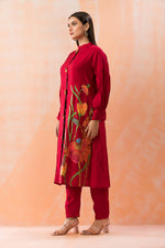 Hand Painted Silk Kurti-Pant Set