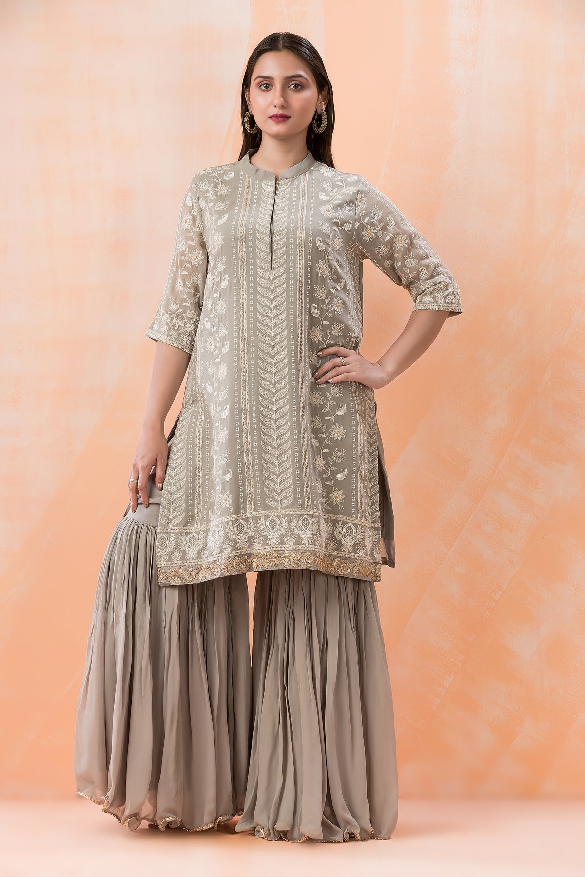 Designer Kurti-Pant Set with Heavy Embroidery