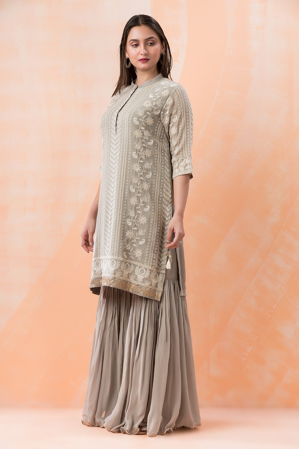 Designer Kurti-Pant Set with Heavy Embroidery