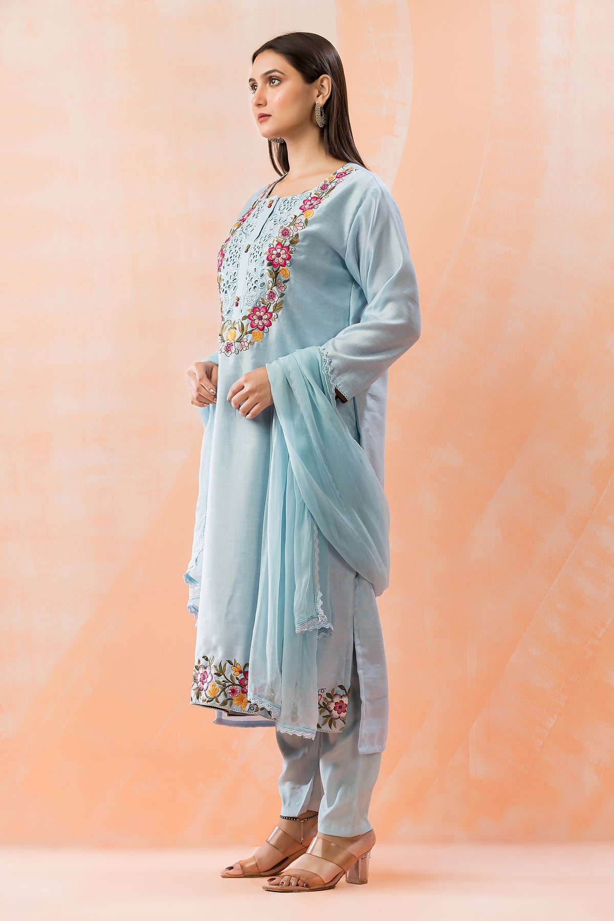 Sacred SDuta Silk Kurta Pant Dupatta Set