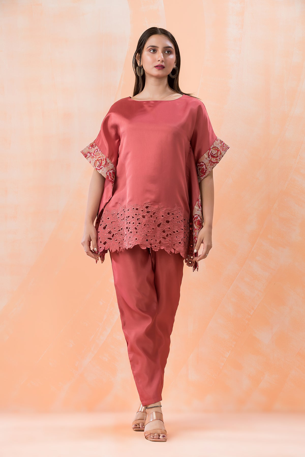 Embroidered Kaftan style Tussar Co-ord Set