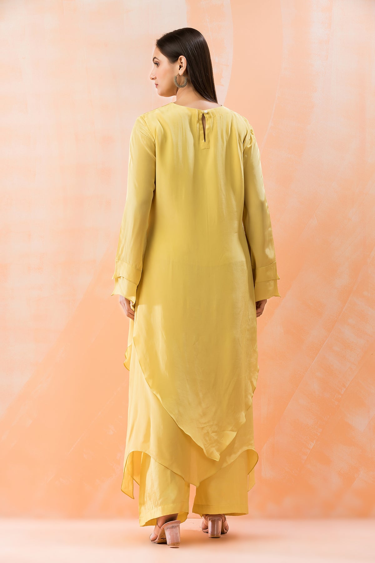 Silk Kurta Set with Yoke Embroidery