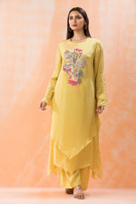 Silk Kurta Set with Yoke Embroidery