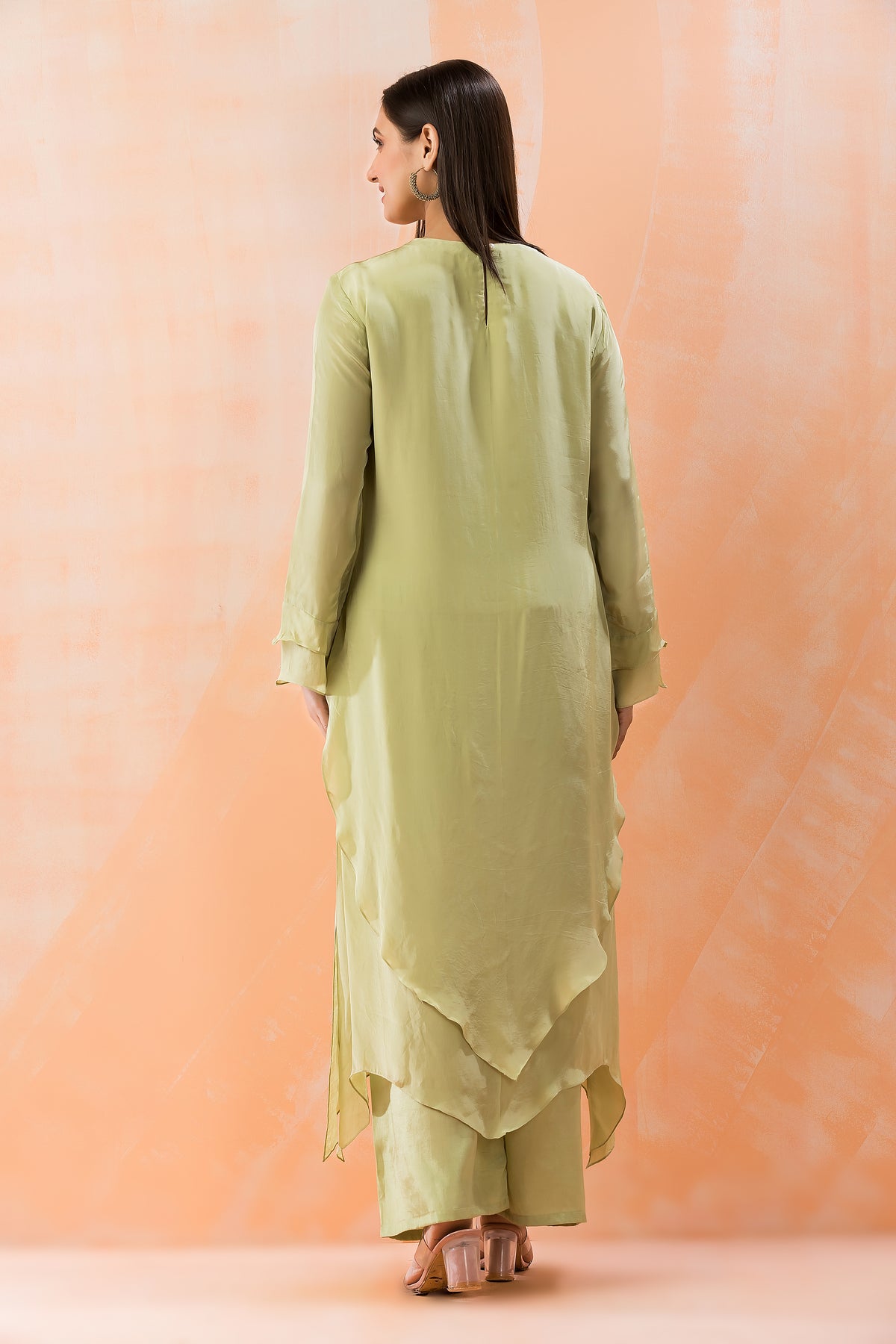 Silk Kurta Set with Yoke Embroidery